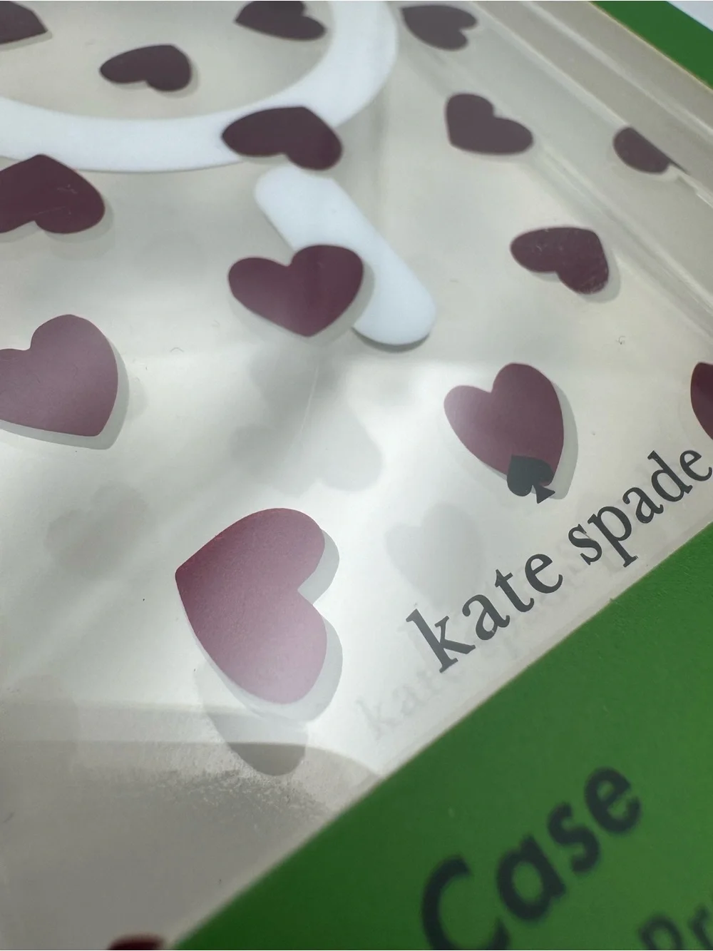 kate spade New York Clear iPhone Case with Burgandy Hearts for iPhone 16 Pro Max